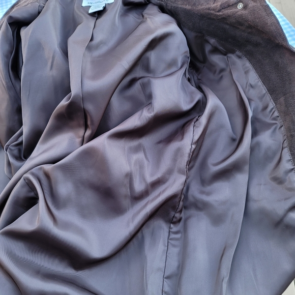 Liz Claiborne jacket suede brown M snap closure lined drawstring waist bohemian - Picture 4 of 15